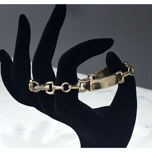 Vintage Horsebit Link Bracelet Equestrian Gold Tone 7.25"